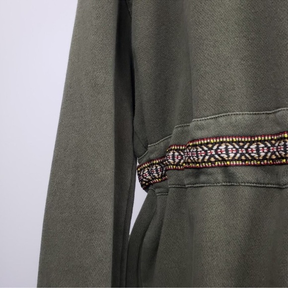 Free People oversized embroidered jacket cardigan with hood size medium green - Picture 9 of 11